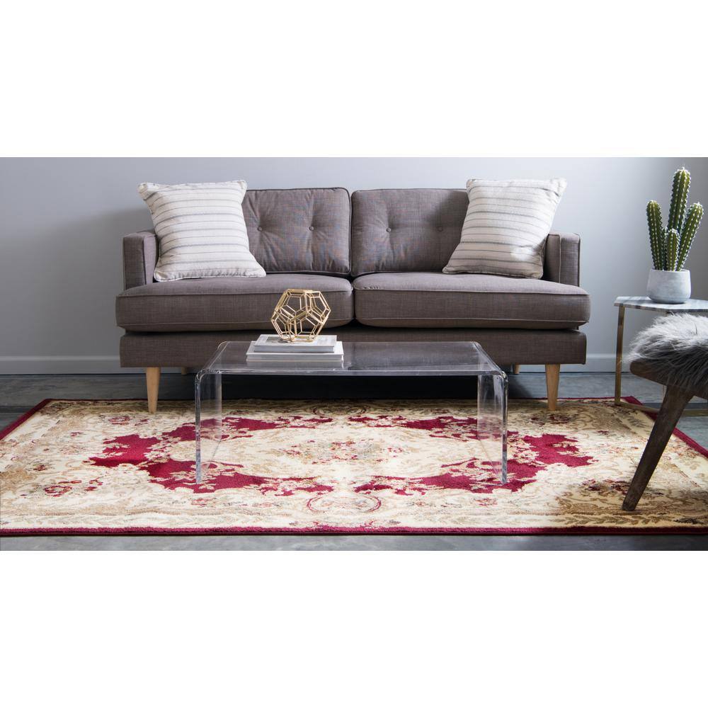 Versailles Red 6' x 9' Stain-Resistant Synthetic Rug