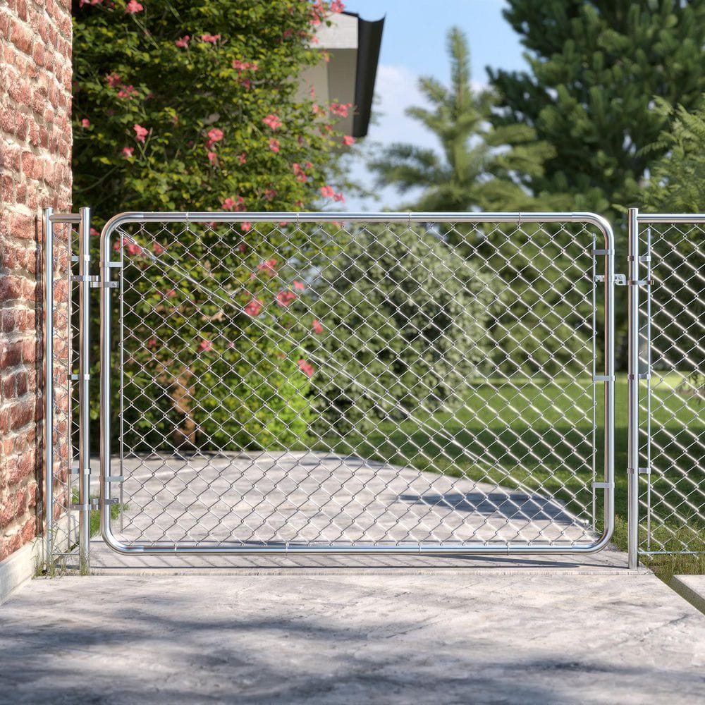 Adjustable Silver Chain Link Walk-Through Gate Kit, 4' x 6'
