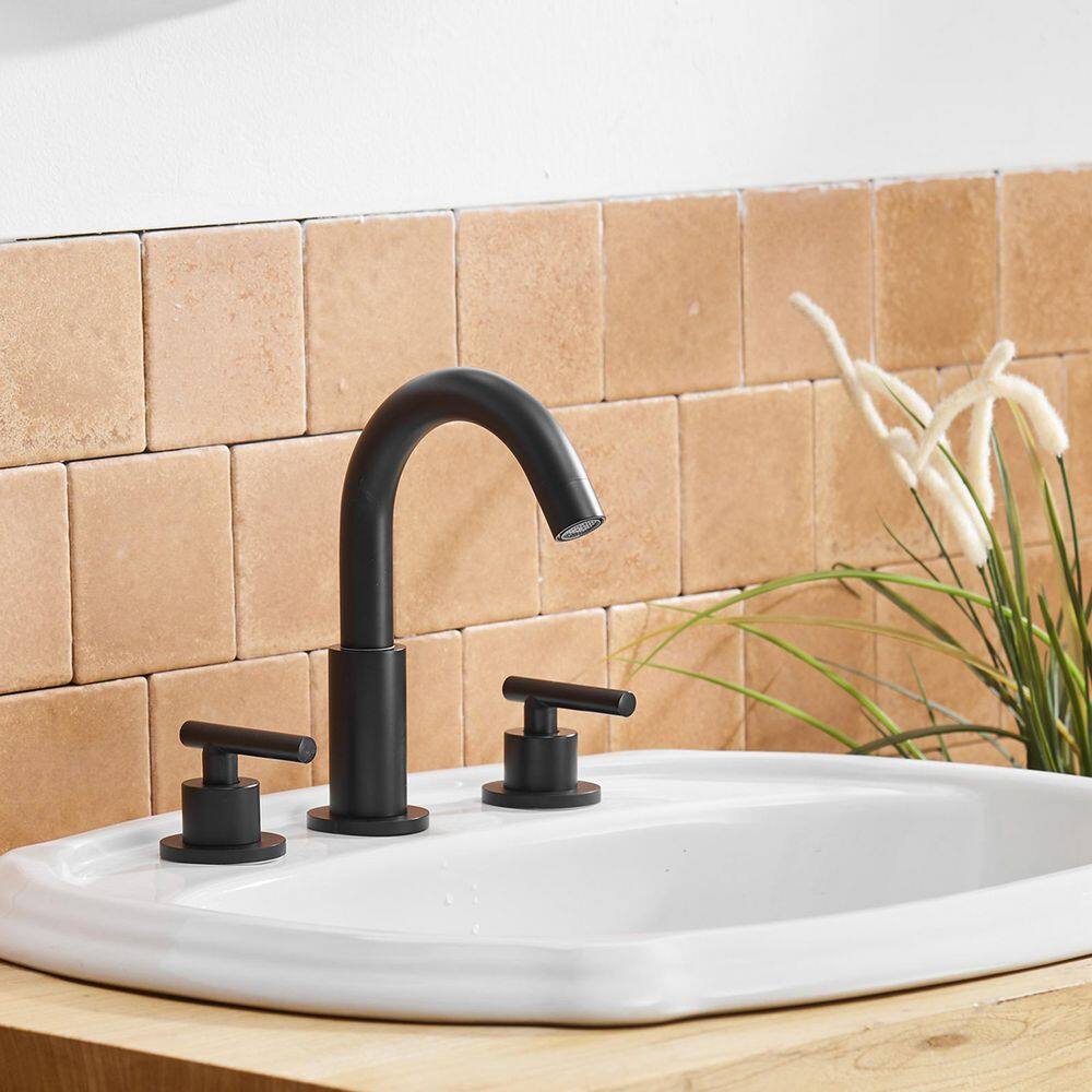 Matte Black 8-Inch Widespread Double Handle Bathroom Faucet