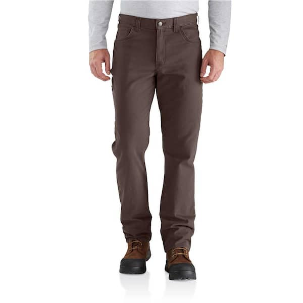 Carhartt Men's 35 in. x 30 in. Dark Coffee Cotton/Spandex Rugged Flex Rigby 5-Pocket Pant