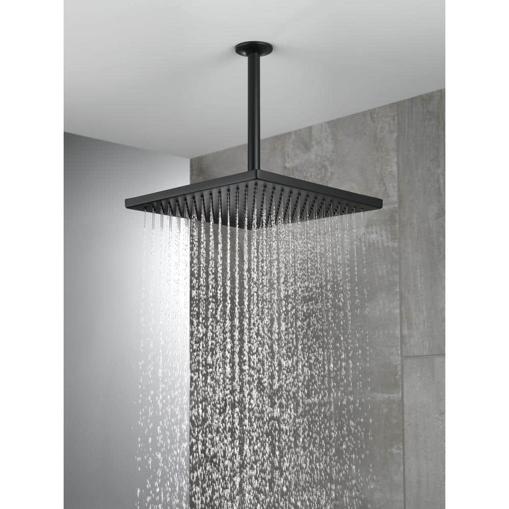 Matte Black Square Metal Ceiling Mount Rain Shower Head