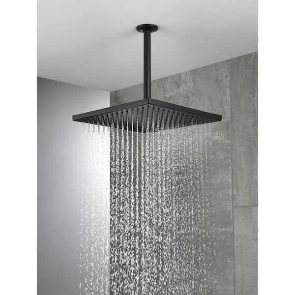 1-Spray Patterns 2.5 GPM 11.75 in. Wall Mount Fixed Shower Head in Matte Black