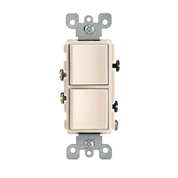 Leviton Decora 15 Amp Single-Pole Dual Switch, Light Almond