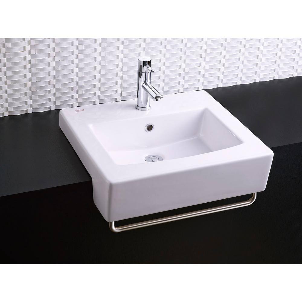 White Ceramic Rectangular Drop-In Bathroom Sink with Overflow