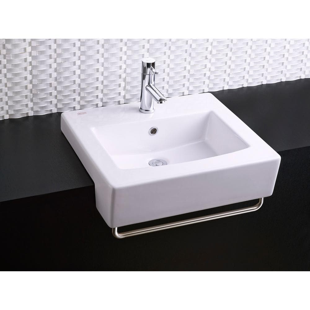 White Rectangular Drop-In Fireclay Bathroom Sink