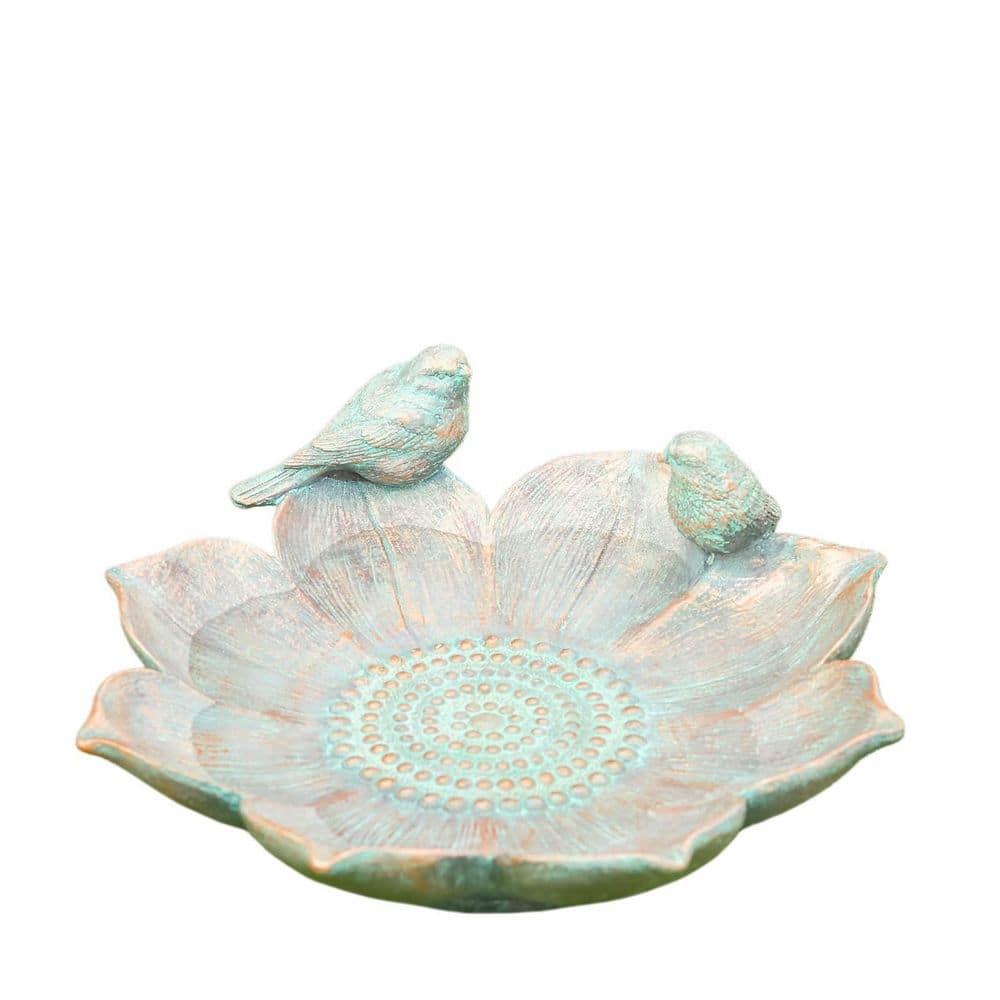 11.8 in. Antique Bronze Resin Birdbath Bowl with Vintage Bird Ornament, Designed as Flower Shape, Easy to Use price history on PriceWatchPro