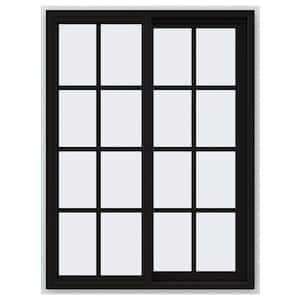 36 in. x 48 in. V-4500 Series Black FiniShield Vinyl Right-Handed Sliding Window with Colonial Grids/Grilles