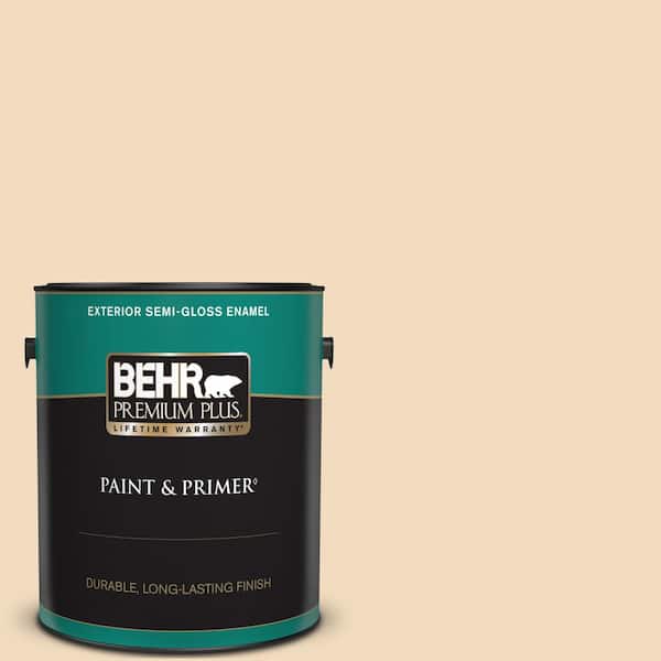 BEHR PREMIUM PLUS 1 gal. #S270-1 Frosted Toffee Semi-Gloss Enamel Exterior Paint & Primer