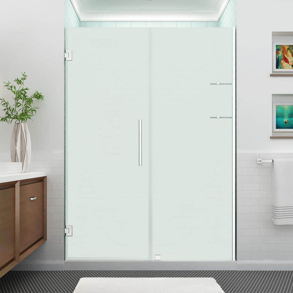 Belmore GS 63" x 72" Frameless Frosted Glass Hinged Shower Door in Chrome