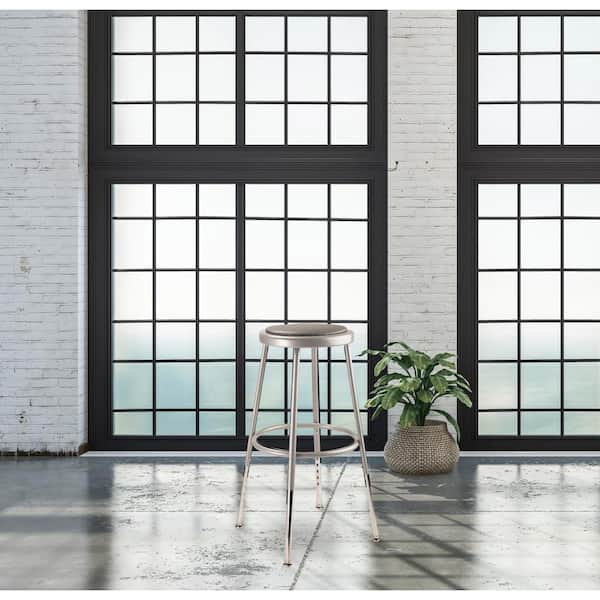 25 in. - 33 in. Height Adjustable Grey Heavy Duty Vinyl Padded Steel Stool (2-Pack)