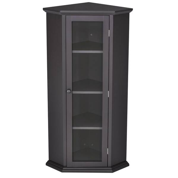 37.5 Bathroom Floor Cabinet With Drawer, Glass Door Side Cabinet