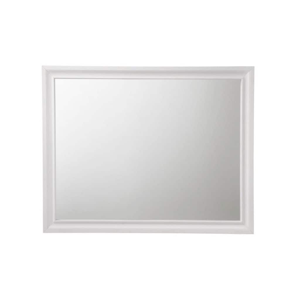 White 47 in. W x 36 in. H Rectangle Wood Frame Mirror.Antique Effect Wall H