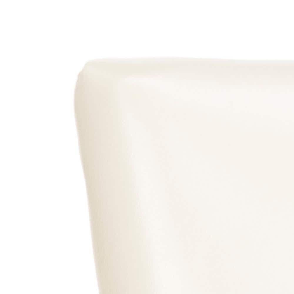 Elegant Cream Leather Upholstered Parsons Side Chair with Birch Wood Legs