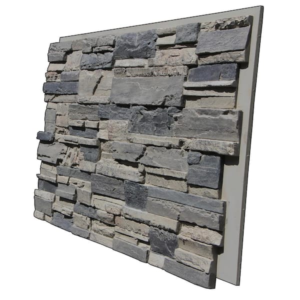 Tritan Bp Earth Valley Faux Stone 48 3 4 In X 24 Gray Fox Class A Fire Rated Urethane Interlocking Panel Ev 4824 Gfx The Home Depot - Faux Stone Wall Home Depot