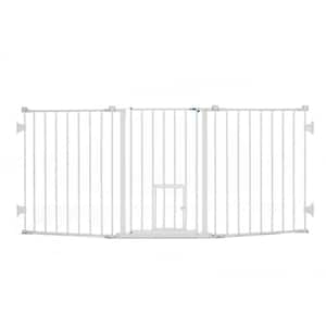 Carlson Flexi Extra Wide Walk-Through Pet Gate with Small Pet Door, White