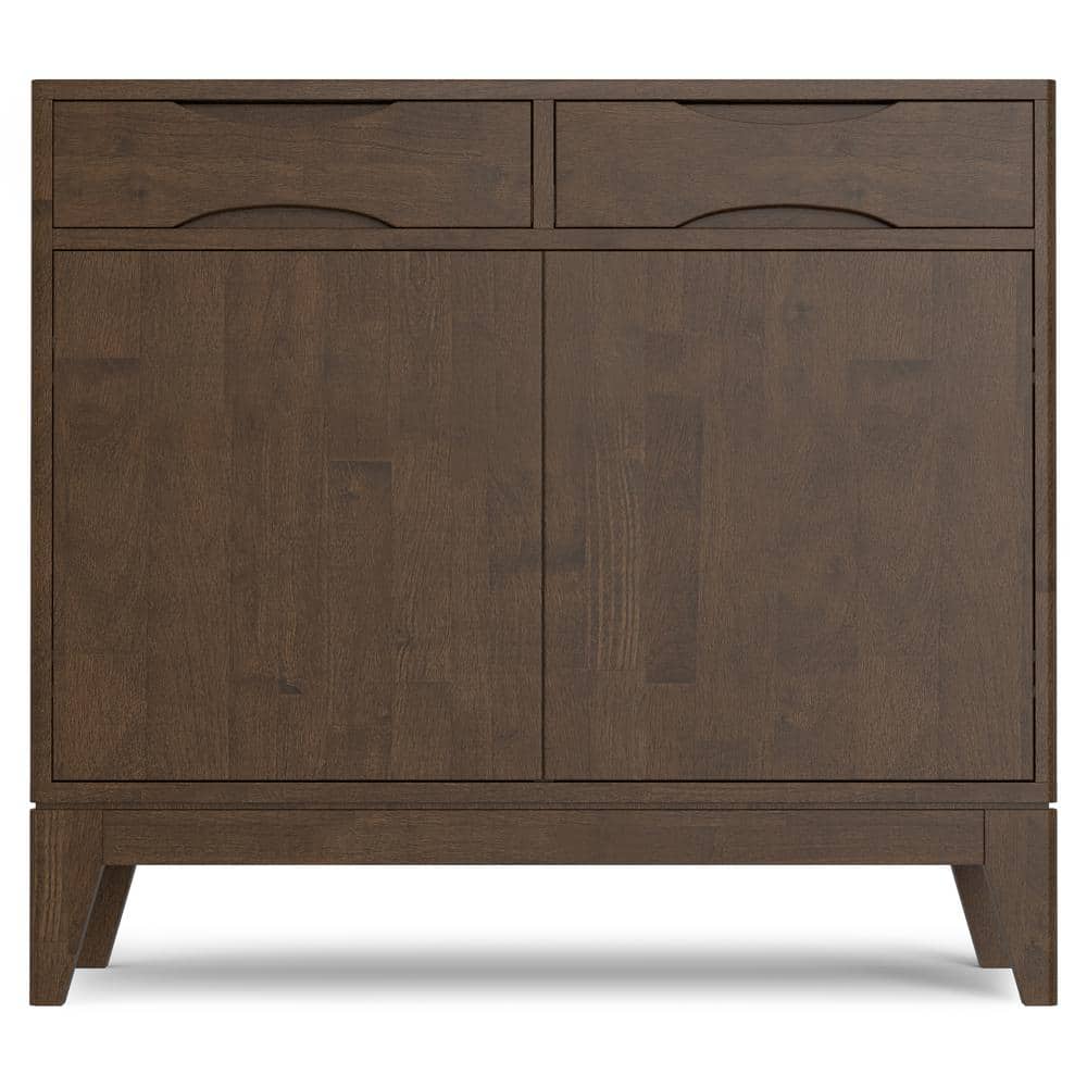 Walnut Brown Solid Wood Freestanding Office Cabinet with Adjustable Shelving