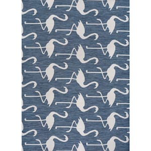 JONATHAN Y Liana Casual Coastal Flamingos 2-Tone White/Black 3 ft. x 5 ...