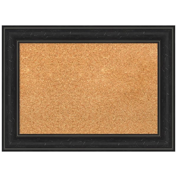 Amanti Art Shipwreck Black 22.00 in. x 16.00 in. Narrow Framed Corkboard Memo Board