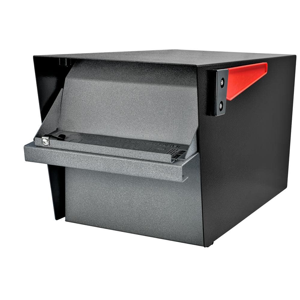 Black Granite Lockable Steel Post Mounted Mailbox