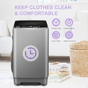 2.1 cu.ft. Top Load Washer in Grey with Large Capacity, Drain Pump, Glass Top Lid, Full-Automatic Smart Washer