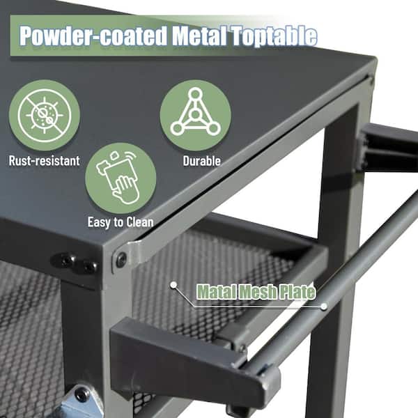 dubbin Rolling Kitchen Island Cart with Rubber Wood Top and Smooth Lockable Wheels