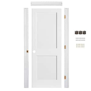 Ready-To-Assemble 28 in. W. x 80 in. Shaker 2-Panel Right-Hand Primed Solid Core MDF Wood Single Prehend Interior Door
