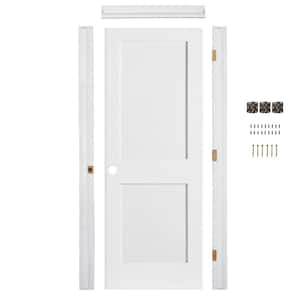 Ready-To-Assemble 36 in. W. x 80 in. Shaker 2-Panel Right-Hand Primed Solid Core MDF Wood Single Prehung Interior Door