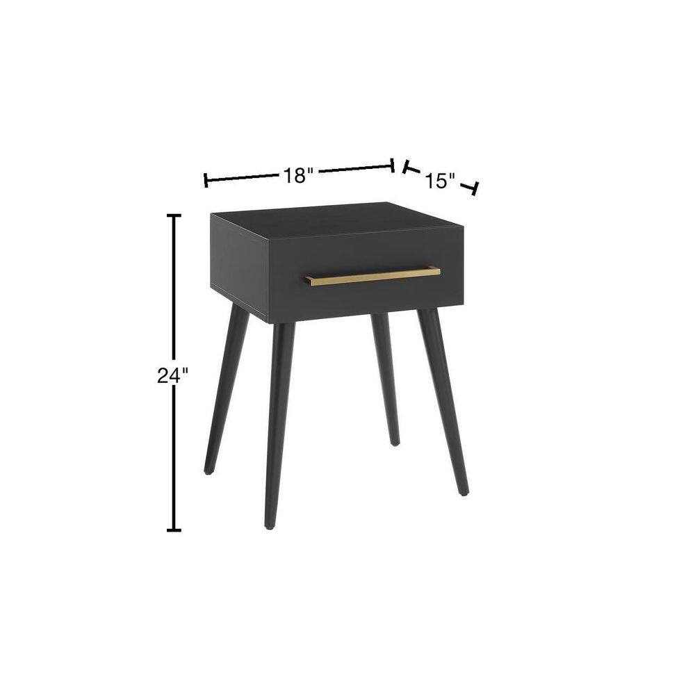 Everett Matte Black Mid-Century Modern Storage End Table