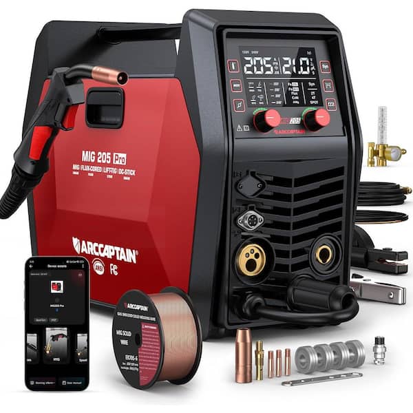 205 Amp 120/240-Volts Electric (AC) MIG Welder 205A 120V 240V Gas MIG/Gasless Flux MIG/MMA Stick/Lift TIG /Spot Welding