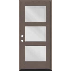 Regency 36 in. x 80 in. Modern 3-Lite Equal Clear Glass RHIS Ashwood Stain Mahogany Fiberglass Prehung Front Door