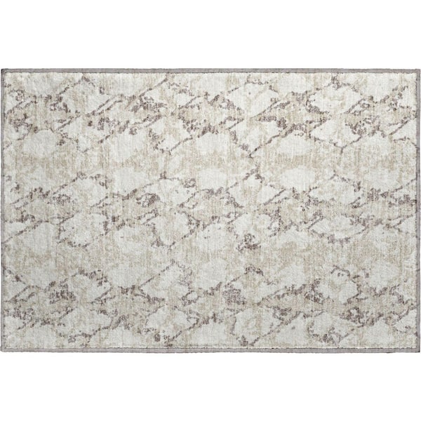 Mayfield Premium Machine Washable Abstract AMF969 Ivory 1 ft. 8 in. x 2 ft. 6 in. Area Rug