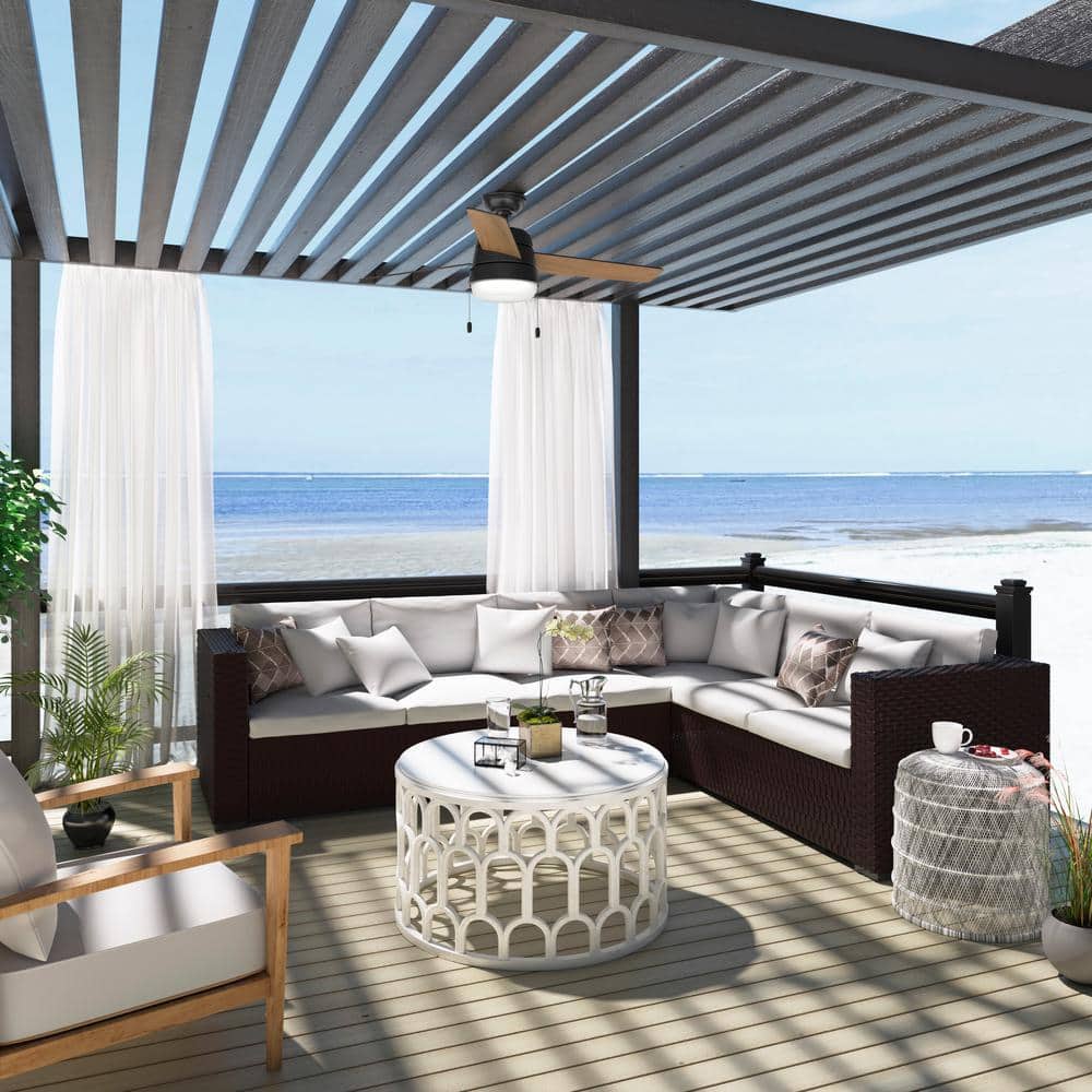 Aker 52 in. LED Indoor/Outdoor Matte Black Ceiling Fan with Light Kit price history on PriceWatchPro