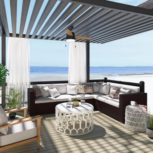 Aker 52 in. LED Indoor/Outdoor Matte Black Ceiling Fan with Light Kit