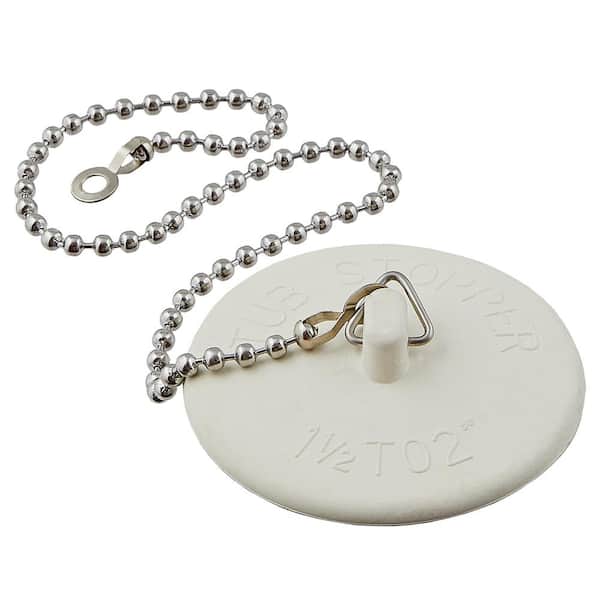 Everbilt 1-1/2 in. to 2 in. Sink Stopper with Chain in White