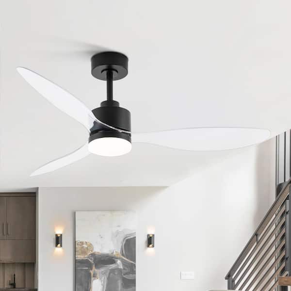 Sky Hog Menage 52 in. Indoor Integrated LED Clear-Blade Matte Black Ceiling Fan with Light Kit and Remote Control Included