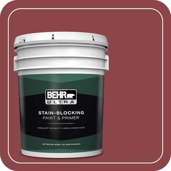 BEHR ULTRA 5 gal. #PPU1-10 Forbidden Red Semi-Gloss Enamel Exterior Paint & Primer