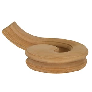 Stair Parts 7730 Unfinished Red Oak Left-Hand Volute Handrail Fitting
