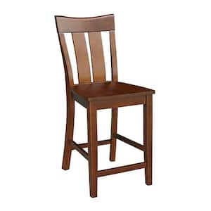 Ava 41.3 in. H Espresso Solid Wood Counter Height Slat Back Stool