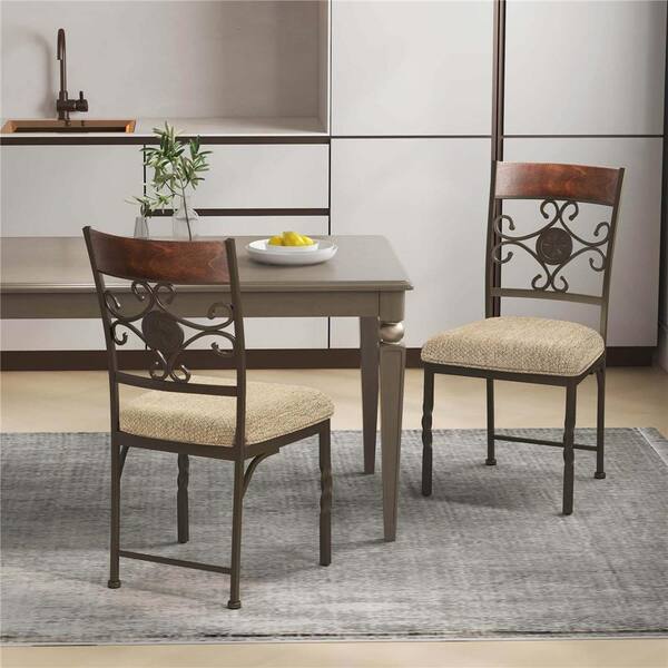 Costway Brown Metal Armless Dining Room Chair Set of 4 HCST02241