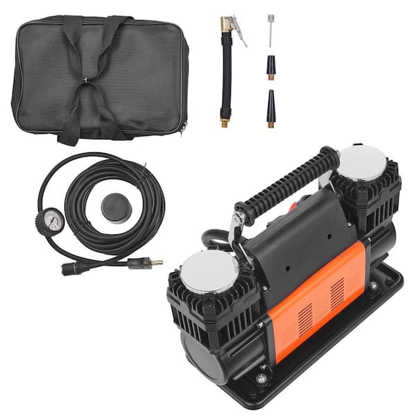 10.6 CFM Heavy Duty Air Compressor, 30s Fast Inflation : Dual-Cylinder Portable Tire Inflator, 12V 150PSI Air Pump