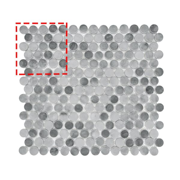 Penny Round Mixed Gray 6 in. x 6 in. Recycled Glass Cement Looks Floor and Wall Mosaic Tile (0.25 sq. ft. /Case)