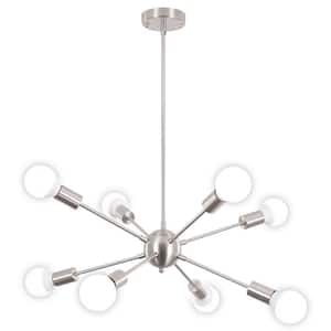 Jamee 8-Light Brushed Nickel Dimmable Sputnik Sphere Chandelier Modern Farmhouse Chandelier, Kitchen Light Pendant