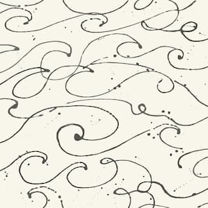 Kuroshio Black Ocean Wave Matte Paper Pre-Pasted Wallpaper Sample