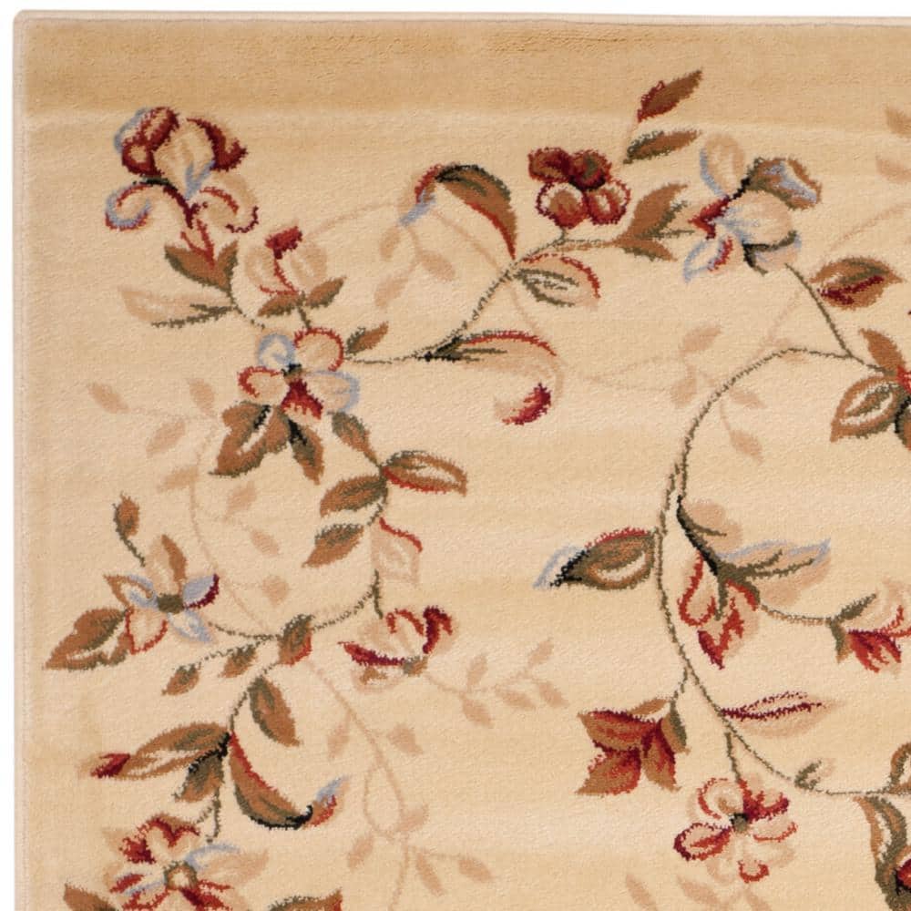 Ivory Elegance 59'' Tufted Round Floral Synthetic Area Rug