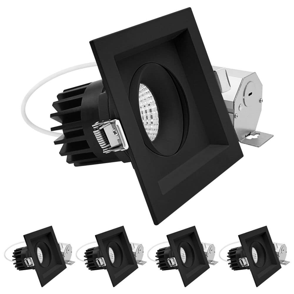 1-Head Integrated LED Square Black Regressed Gimbal Recessed Light, 360° + 15° Swivel, 5CCT, 15W, 1000LM Dimmable 4 Pack price history on PriceWatchPro