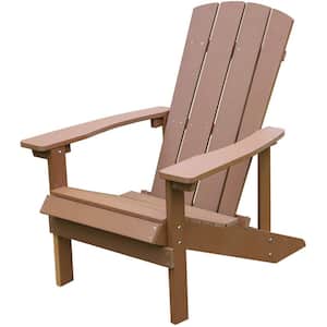 Weather Resistant Hips Plastic Adirondack Chair Lounger, Fire Pit Chairs for Patio Balcony Deck in Brown