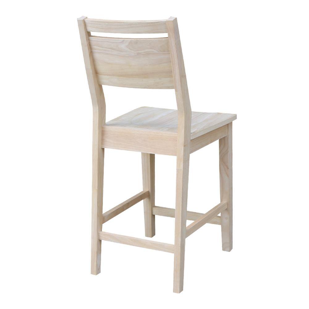 Coastal Farmhouse 24" Saddle Seat Solid Wood Stool in Natural Brown