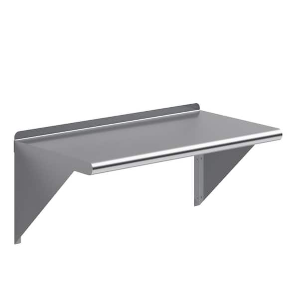 AMGOOD 16 in. x 30 in. Stainless Steel Wall Shelf Kitchen, Restaurant, Garage, Laundry, Utility Room Metal Shelf with Brackets