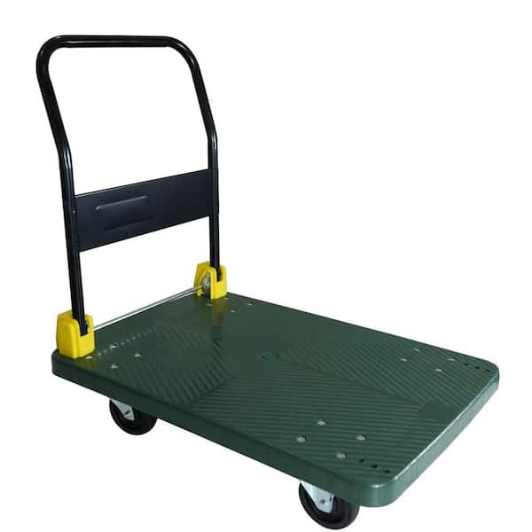 Green Heavy Duty 440 lbs. Capacity Folding Platform Hand Truck with 2 Swivel Brake Wheels