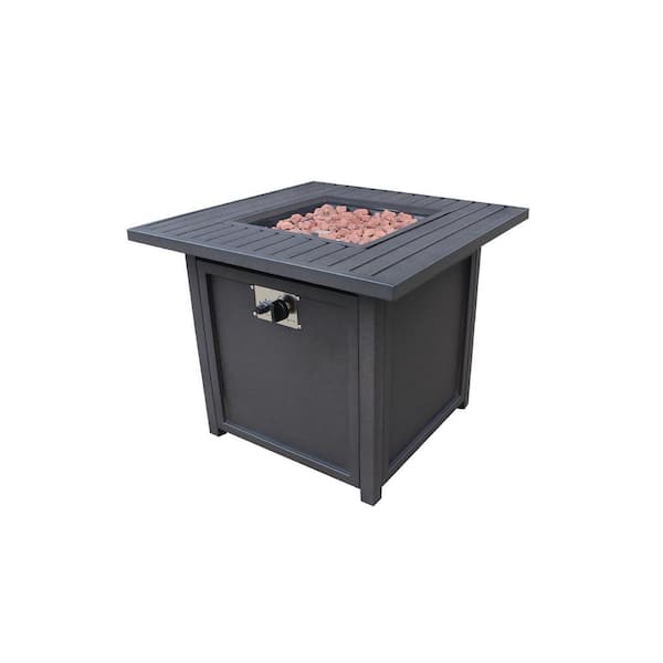 Afoxsos 30 in. Brown Square Steel Gas Fire Pit with Burner and Protective Cover